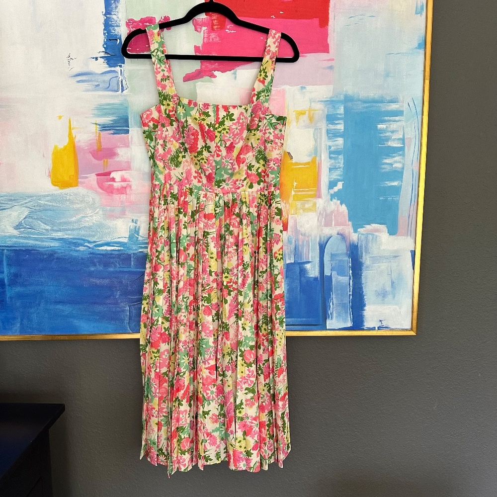 Tuckernuck Pink and Green Floral Pleated Sundress - Picture 3 of 5